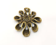 2 Flower Charm Antique Bronze Charm (44x37mm) G18810