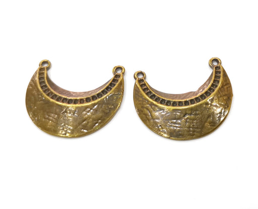 2 Crescent Antique Bronze Connector Charms Antique Bronze  Plated Charms (30x25mm)  G18811