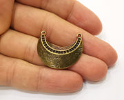 2 Crescent Antique Bronze Connector Charms Antique Bronze  Plated Charms (30x25mm)  G18811