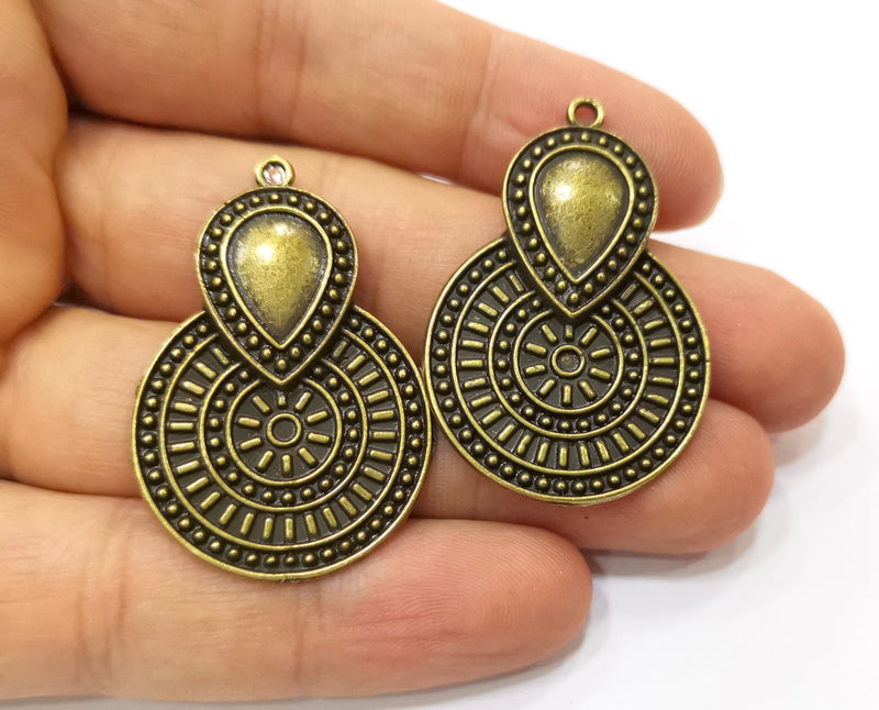 2 Antique Bronze Charms Antique Bronze Plated Charms (41x28mm)  G18816