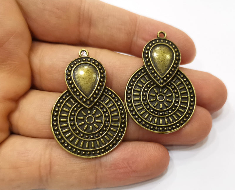2 Antique Bronze Charms Antique Bronze Plated Charms (41x28mm)  G18816