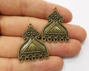 2 Antique Bronze Charms Connector Antique Bronze Plated Charms (33x25mm)  G18817