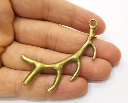 2 Horn Charms Antique Bronze Plated Charms (68x28mm)  G18820