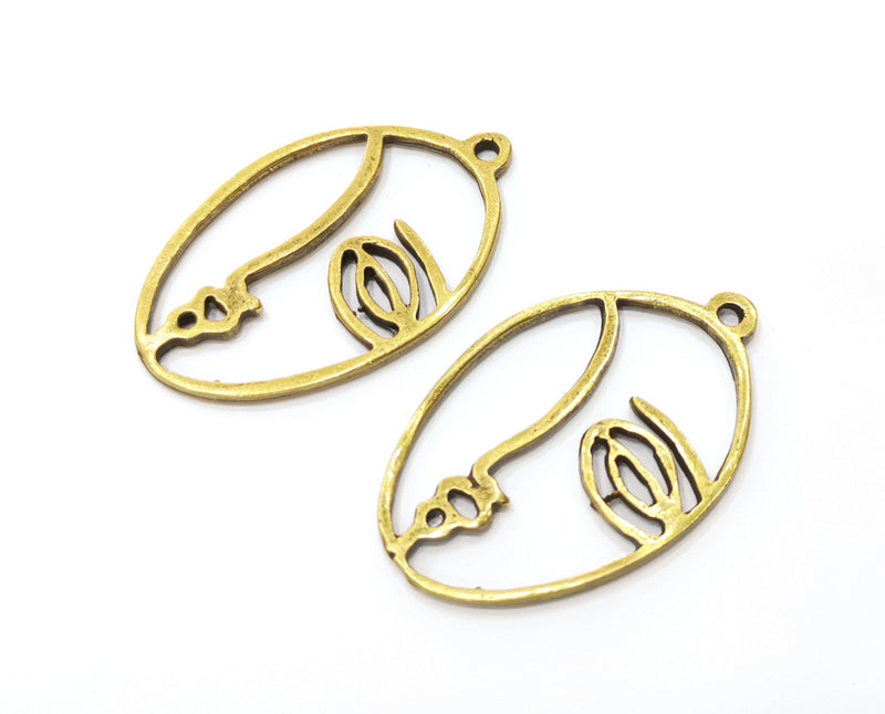 2 Antique Bronze Charms Antique Bronze Plated Charms (40x26mm)  G18822