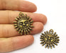 2 Sun Charms Antique Bronze Plated Charms (33x28mm)  G18825