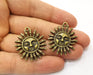 2 Sun Charms Antique Bronze Plated Charms (33x28mm)  G18825