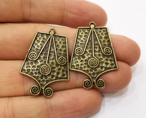 2 Antique Bronze Charms Antique Bronze Plated Charms (36x24mm)  G18828