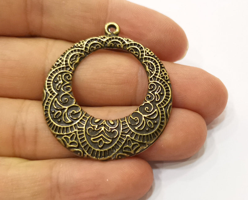2 Antique Bronze Charms Antique Bronze Plated Charms  (43x38mm)  G18830