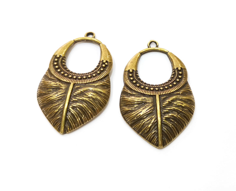 2 Antique Bronze Charms Antique Bronze Plated Charms (40x24mm)  G18831