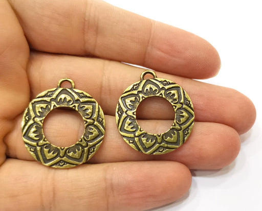 2 Antique Bronze Charms Antique Bronze Plated Charms (30x26mm)  G18832