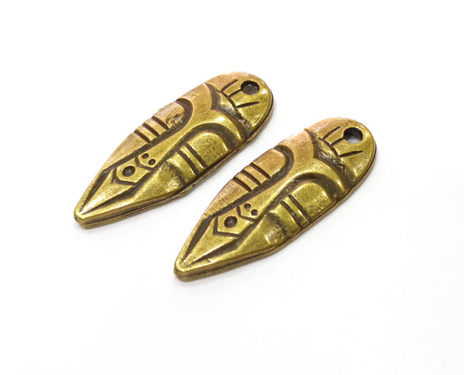 2 Antique Bronze Mask Charms Antique Bronze Plated Charms (39x15mm)  G18834
