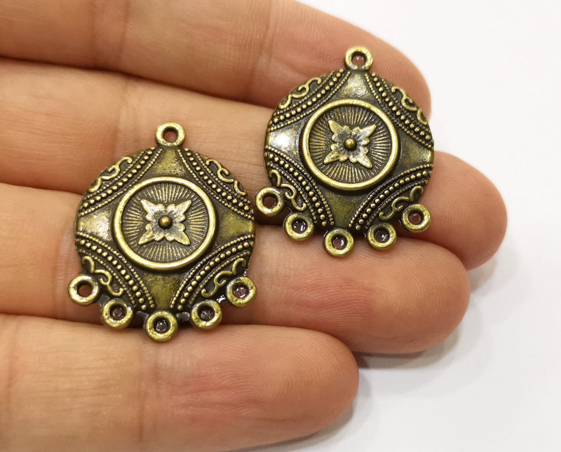 2 Antique Bronze Charms Connector Antique Bronze Plated Charms (30x23mm)  G18835
