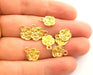 10 Flower Charms Gold Plated Charms (13x10mm)  G18341