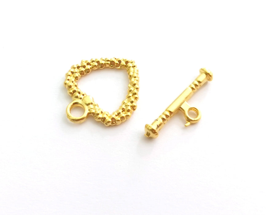 Heart Toggle Clasps 5 sets Gold Plated Toggle Clasp Findings 19x16mm+19x8mm  G18344