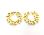 2 Foliage Crown Charms Gold Plated Charms (38mm) G18346