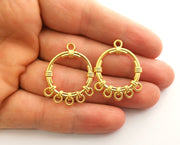 4 Gold Charms Connector Gold Plated Charms (33x27mm)  G18348