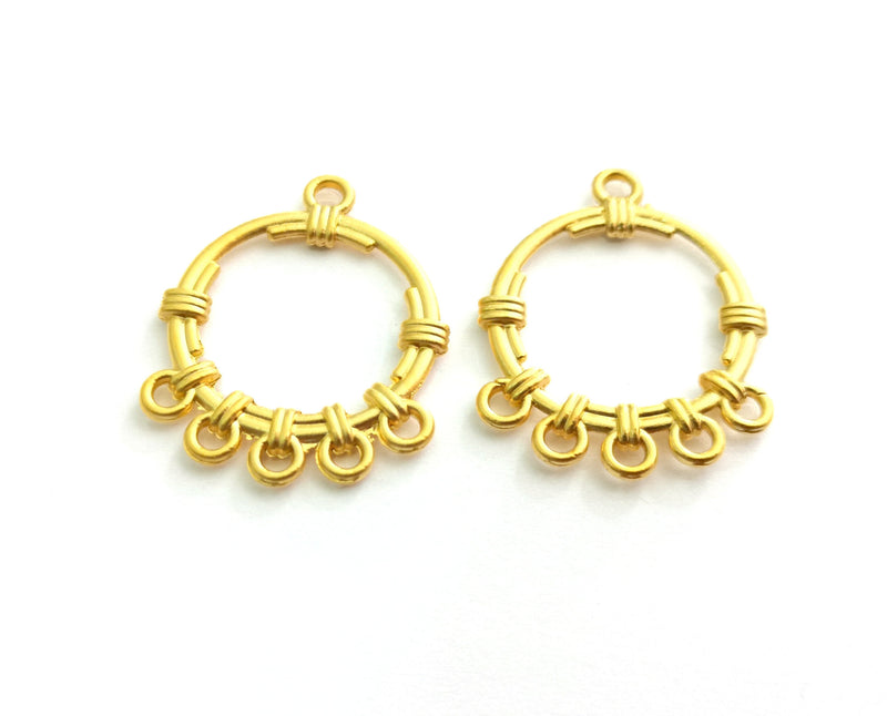 4 Gold Charms Connector Gold Plated Charms (33x27mm)  G18348
