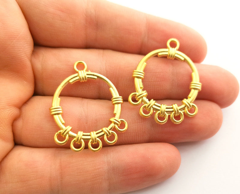 4 Gold Charms Connector Gold Plated Charms (33x27mm)  G18348