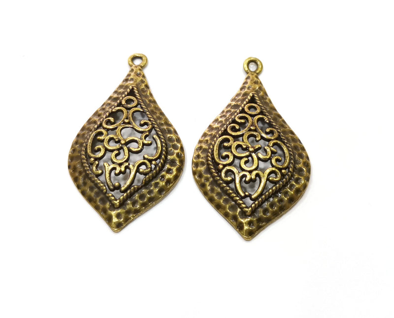 4 Antique Bronze Charms Antique Bronze Plated Charms (42x23mm)  G18836