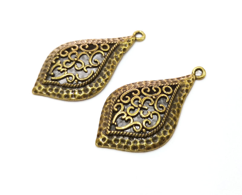 4 Antique Bronze Charms Antique Bronze Plated Charms (42x23mm)  G18836