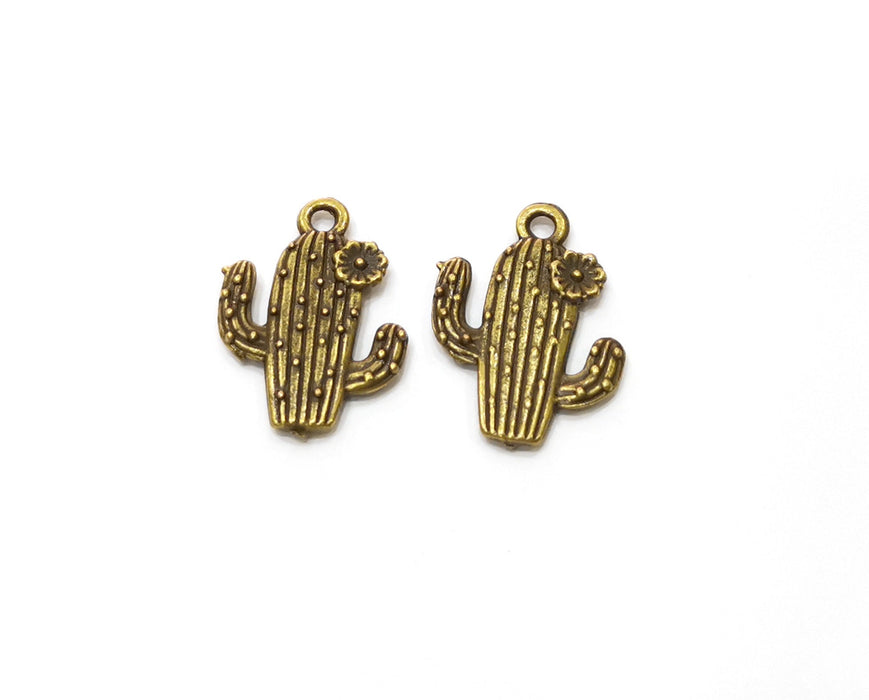 10 Cactus Charms Antique Bronze Plated Charms (20x15mm)  G18837