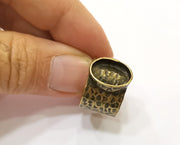 Antique Bronze Ring Blank Setting Cabochon Base inlay Ring Backs Mounting Adjustable Ring Bezel (14x10mm blank) Antique Bronze Plated G18842