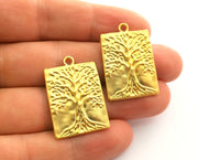 2 Gold Tree Charms Gold Plated Charms (31x22mm)  G18353