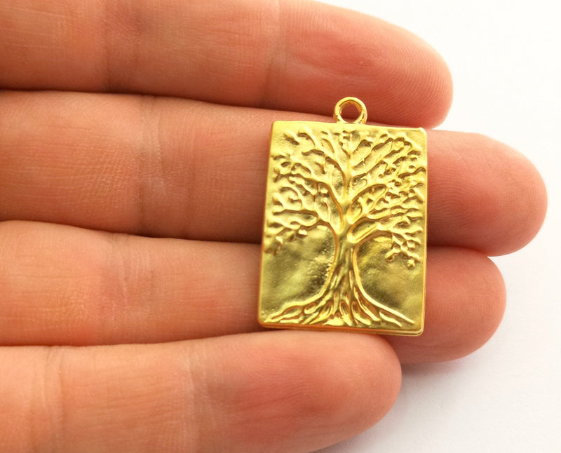 2 Gold Tree Charms Gold Plated Charms (31x22mm)  G18353