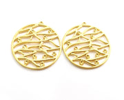 2 Flowers Charms Gold Plated Charms (40x37mm)  G18358