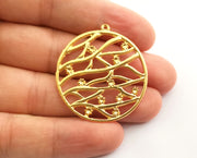 2 Flowers Charms Gold Plated Charms (40x37mm)  G18358