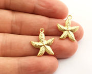 10 Starfish Charms Gold Plated Charms (20x17mm)  G18359