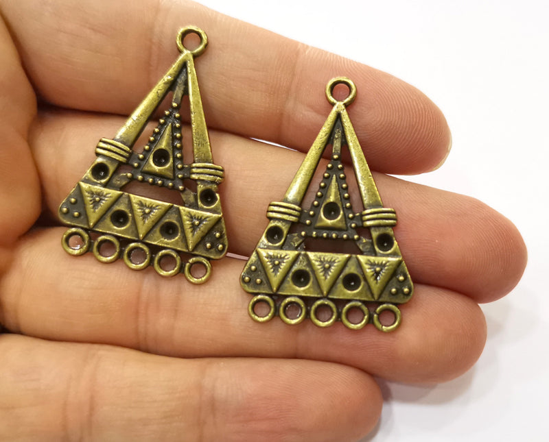 2 Antique Bronze Triangles Charms Antique Bronze Plated Charms (40x27.5mm)  G18851