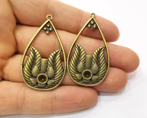 2 Antique Bronze Charms Antique Bronze Plated Charms (49x28mm)  G18852