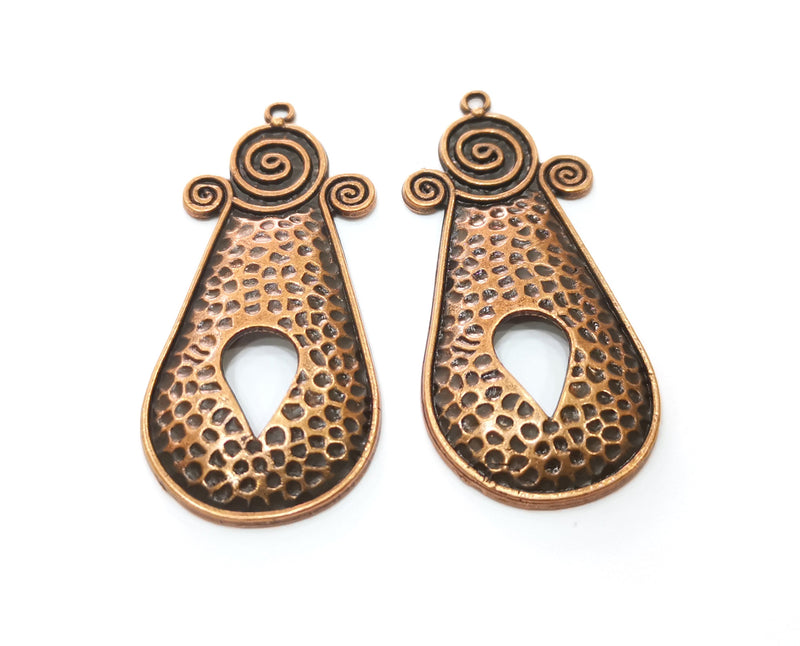 2 Copper Charms Antique Copper Plated Charms (56x25mm)  G18857