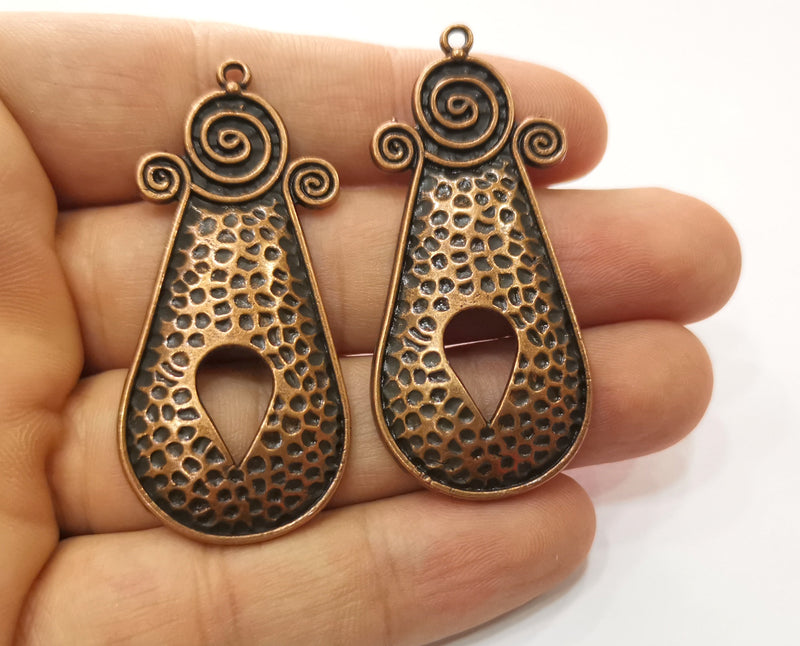 2 Copper Charms Antique Copper Plated Charms (56x25mm)  G18857