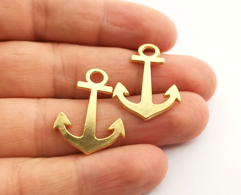 4 Anchor Charms Gold Plated Charms (28x22mm) G18360