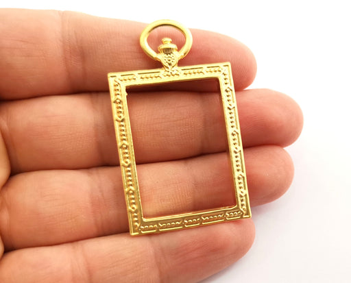 Rectangle Frame Charms Gold Plated Charms (53x31mm) G18361