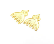 2 Flower Gold Charms Connector Gold Plated Charms (33x25mm)  G18364