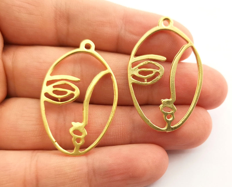 2 Gold Charms Gold Plated Charms (40x26mm)  G18371