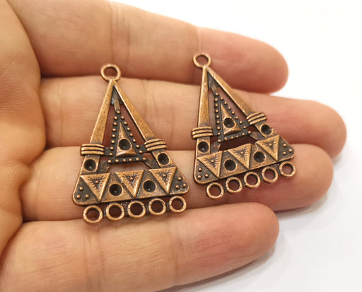 2 Copper Triangles Charms Antique Copper Plated Charms (40x27mm)  G18863