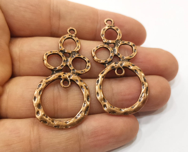 2 Copper Charms Antique Copper Plated Charms (47x24mm)  G18871