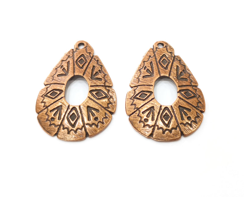 2 Copper Charms Antique Copper Plated Charms (39x26mm)  G18873