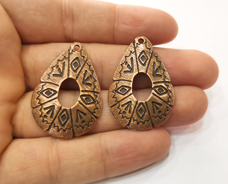 2 Copper Charms Antique Copper Plated Charms (39x26mm)  G18873