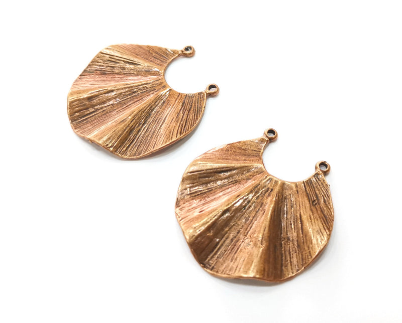 2 Oyster Copper Charms Antique Copper Plated Charms (38x36mm)  G18874