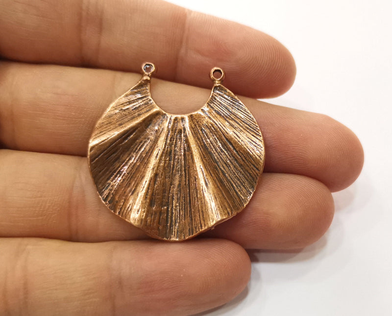2 Oyster Copper Charms Antique Copper Plated Charms (38x36mm)  G18874