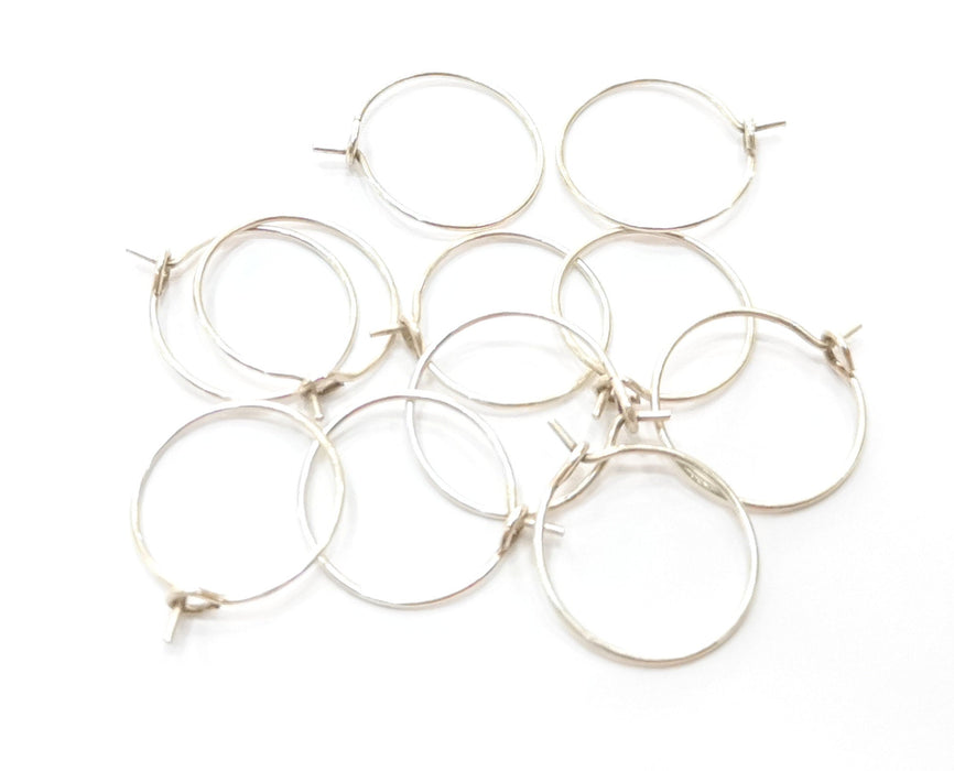10 Earring Loops Earring Circles Earring Hoops (5 pairs) Silver Plated Brass,Findings ( 15 mm )  G18377