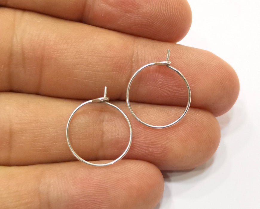 10 Earring Loops Earring Circles Earring Hoops (5 pairs) Silver Plated Brass,Findings ( 15 mm )  G18377