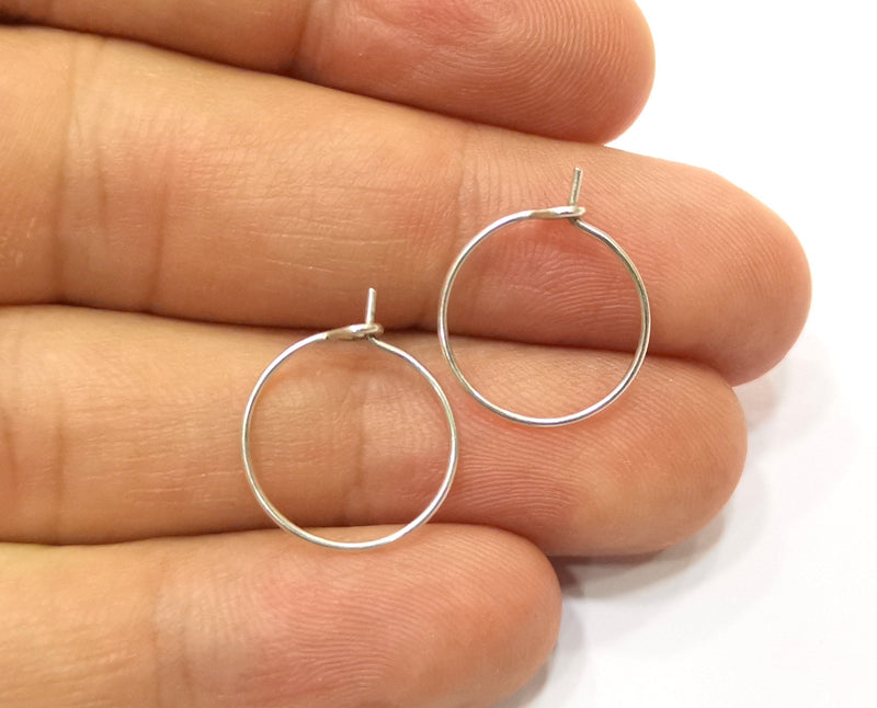 10 Earring Loops Earring Circles Earring Hoops (5 pairs) Silver Plated Brass,Findings ( 15 mm )  G18377