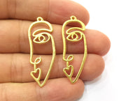 2 Gold Charms Gold Plated Charms (39x16mm)  G18378