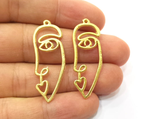 2 Gold Charms Gold Plated Charms (39x16mm)  G18378
